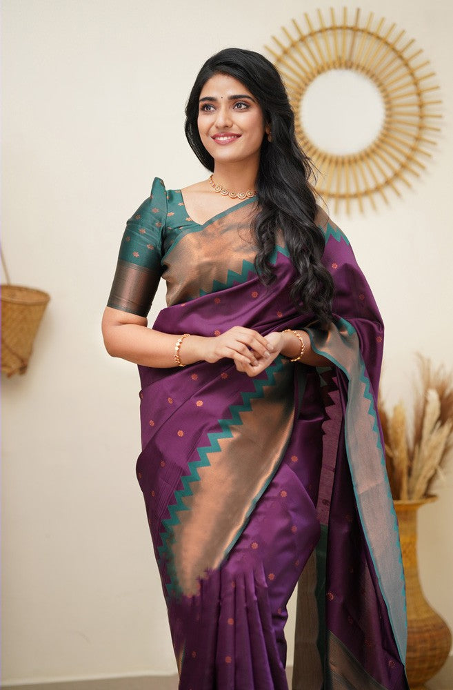 Splendorous Purple Soft Silk Saree with Fugacious Blouse Piece - Colorful Saree