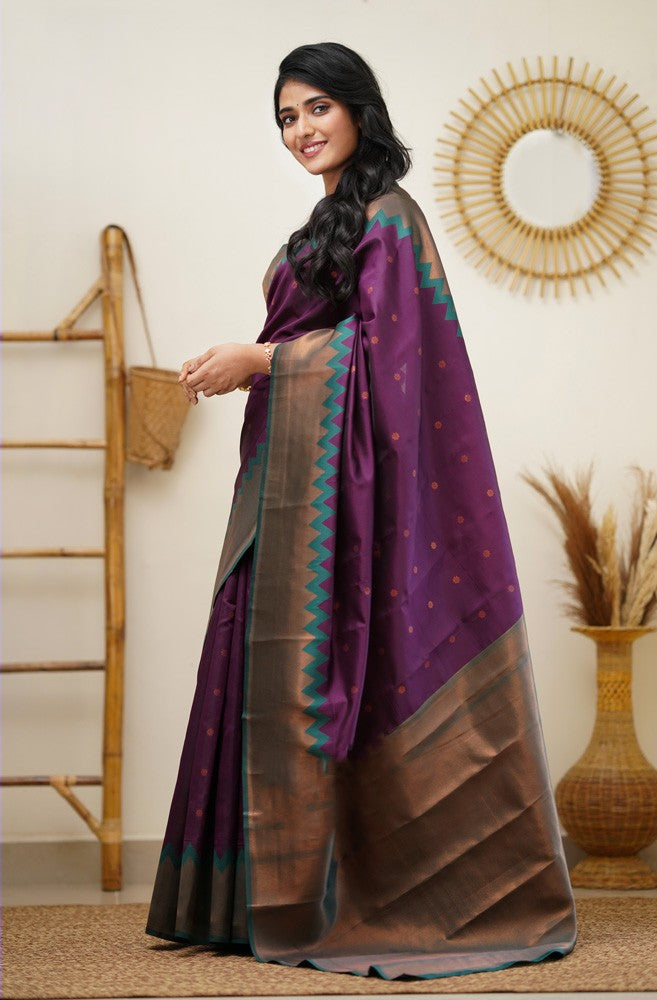 Splendorous Purple Soft Silk Saree with Fugacious Blouse Piece - Colorful Saree