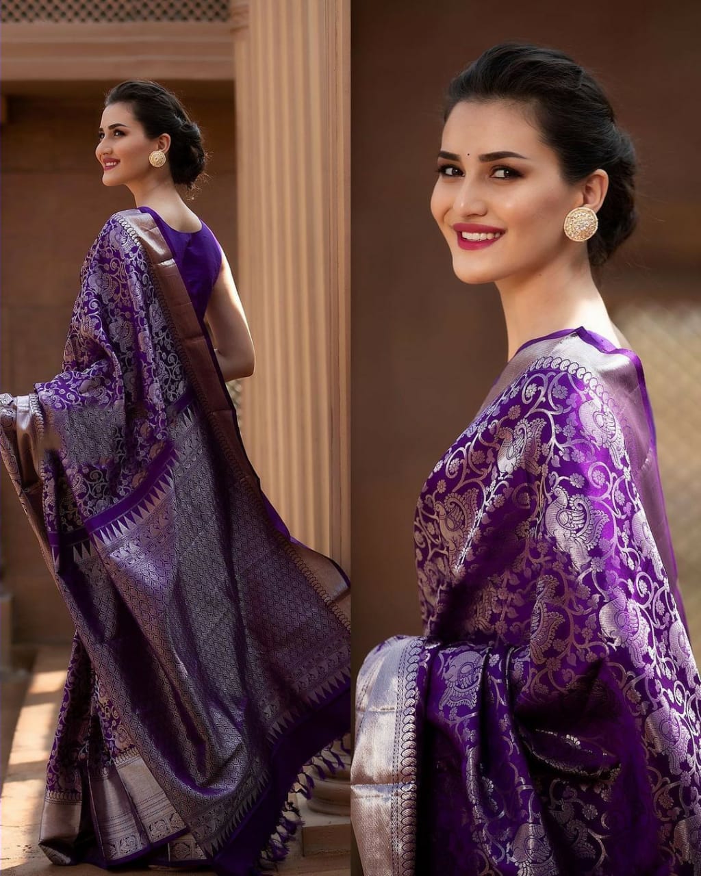 Snappy Purple Soft Banarasi Silk Saree With Supernal Blouse Piece - Colorful Saree