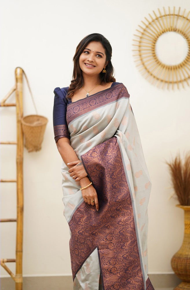 Sumptuous Beige Soft Banarasi Silk Saree With Delectable Blouse Piece - Colorful Saree