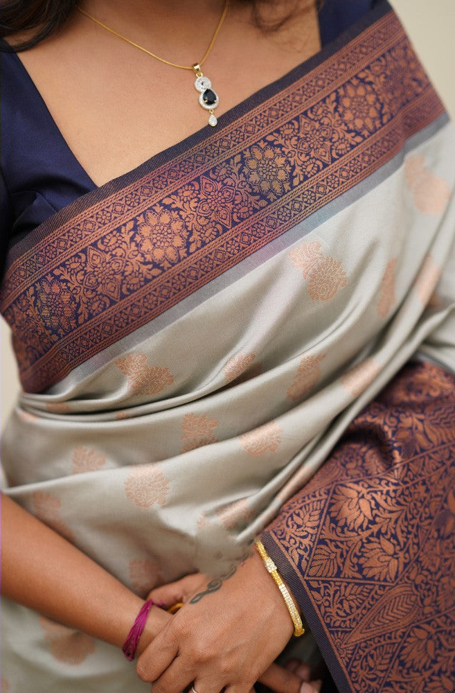 Sumptuous Beige Soft Banarasi Silk Saree With Delectable Blouse Piece - Colorful Saree