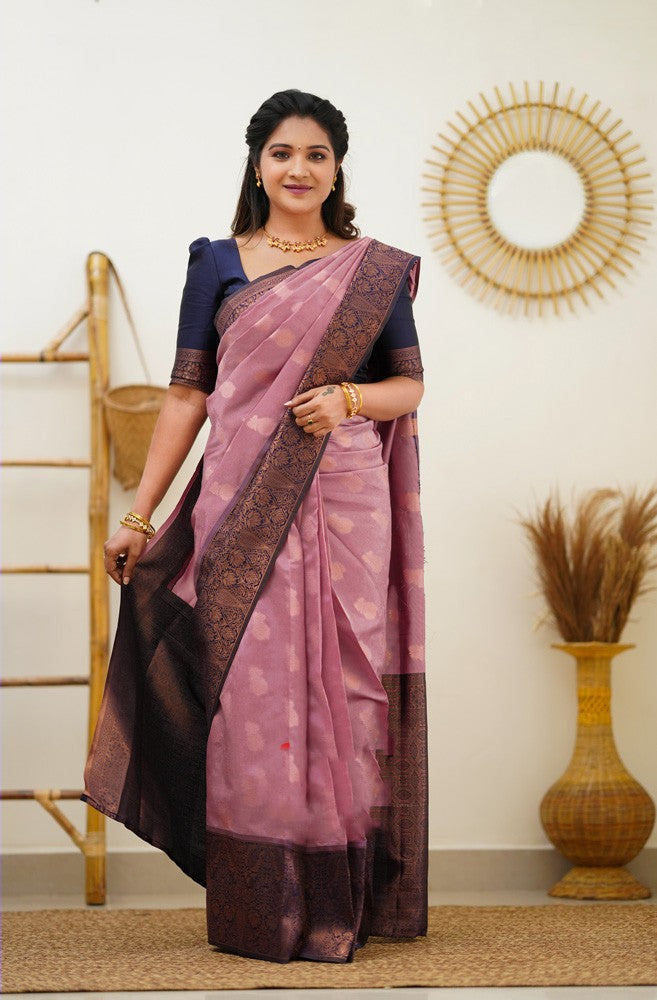 Sempiternal Pink Soft Banarasi Silk Saree With Vestigial Blouse Piece - Colorful Saree