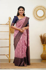 Sempiternal Pink Soft Banarasi Silk Saree With Vestigial Blouse Piece - Colorful Saree