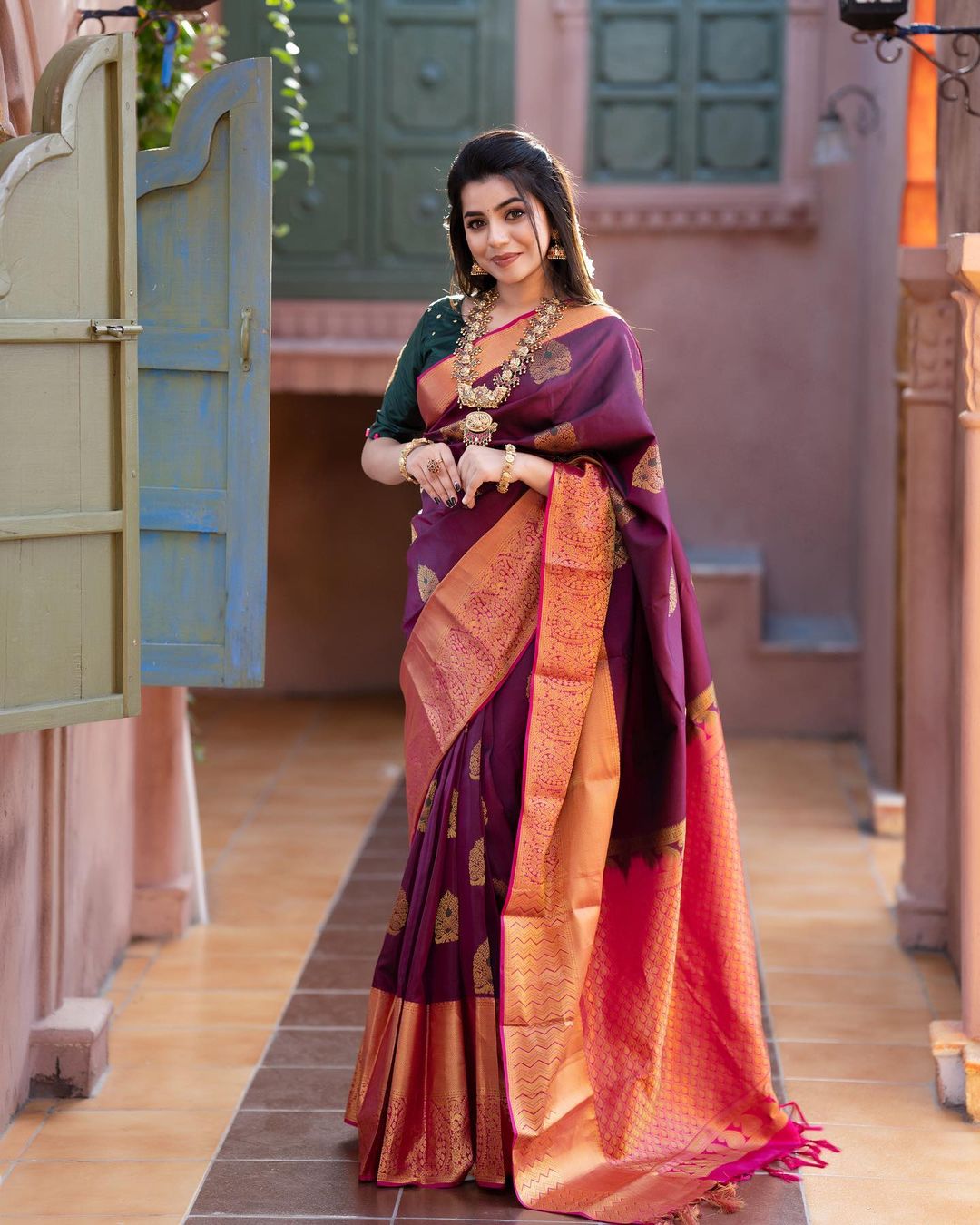 Incredible Wine Soft Banarasi Silk Saree With Adorable Blouse Piece - Colorful Saree