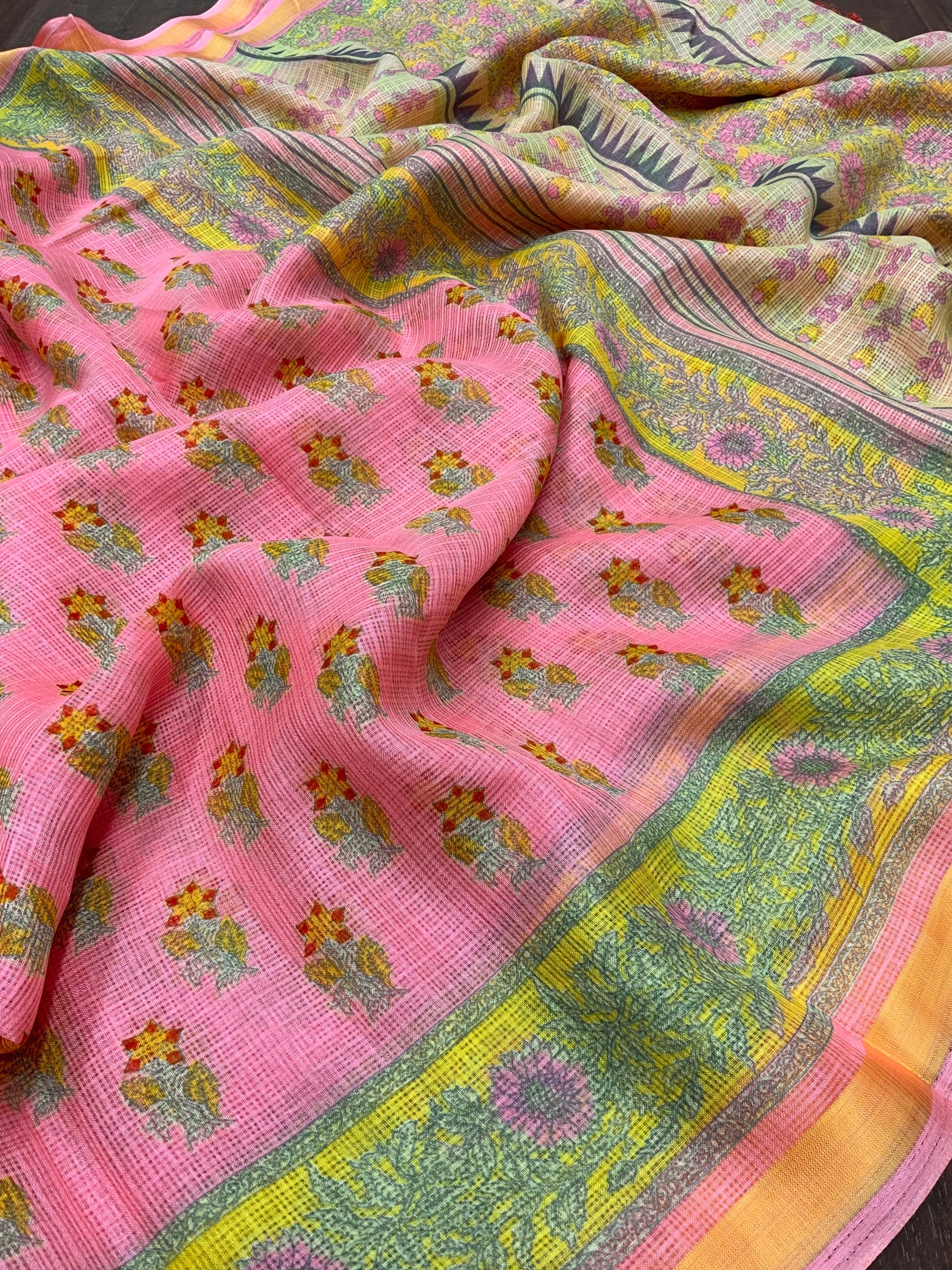Sophisticated Women's Kota Silk Saree: Opulently Soft, Intricately Printed, and Adorned with a Weaving Pattu Border - Colorful Saree