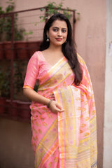 Sophisticated Women's Kota Silk Saree: Opulently Soft, Intricately Printed, and Adorned with a Weaving Pattu Border - Colorful Saree