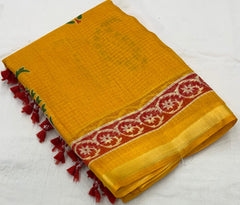 Sophisticated Women's Kota Silk Saree: Soft, Printed, and Enriched with Weaving Pattu Border - Colorful Saree