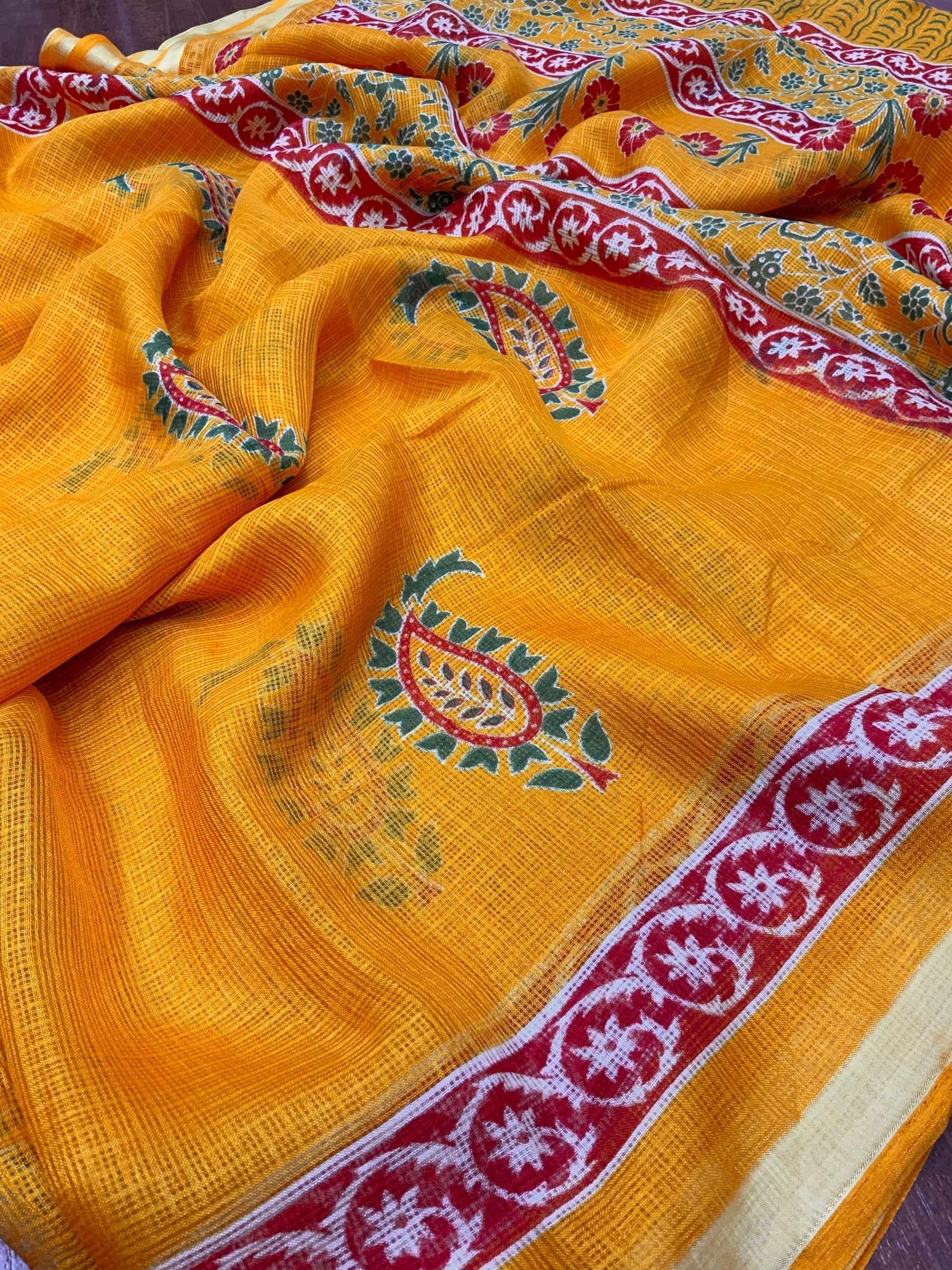 Sophisticated Women's Kota Silk Saree: Soft, Printed, and Enriched with Weaving Pattu Border - Colorful Saree