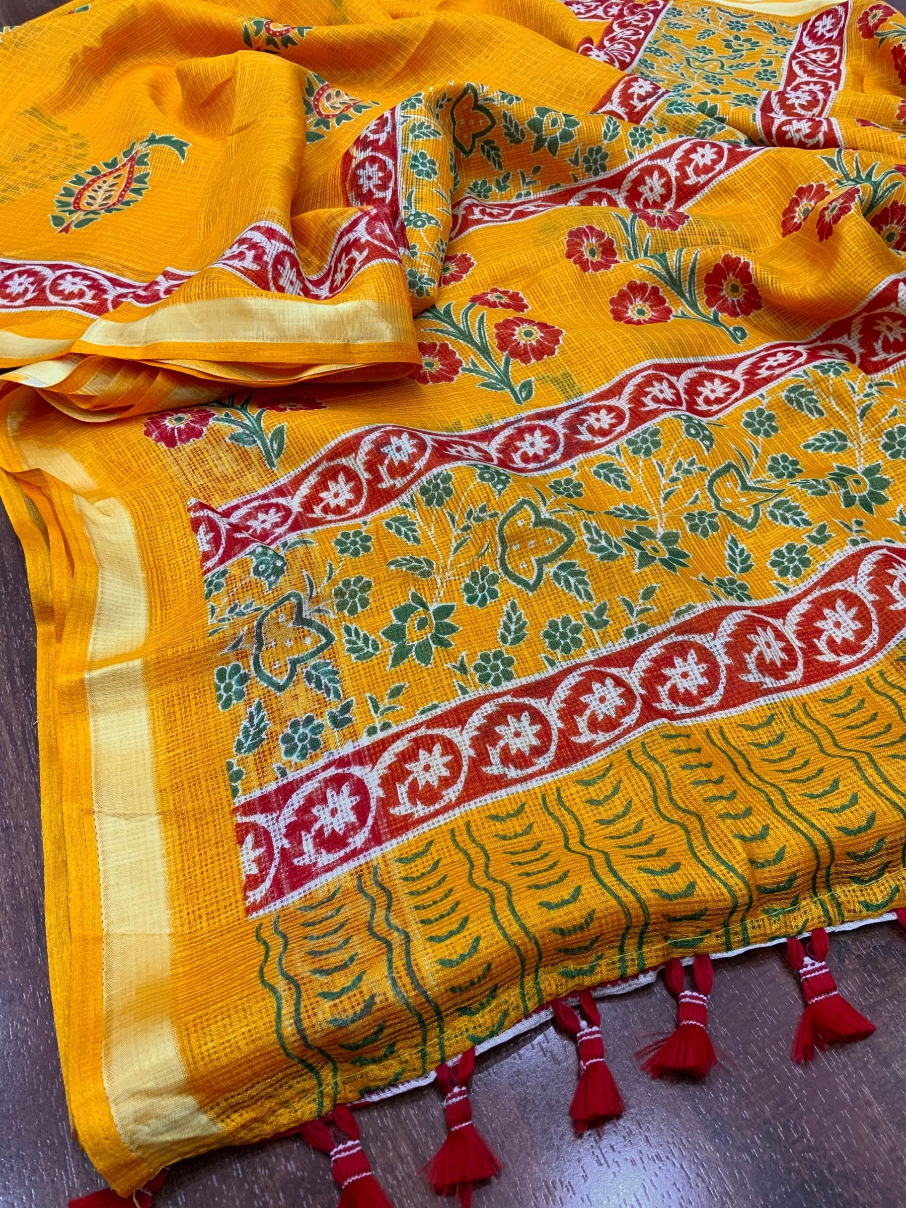 Sophisticated Women's Kota Silk Saree: Soft, Printed, and Enriched with Weaving Pattu Border - Colorful Saree