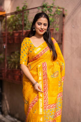 Sophisticated Women's Kota Silk Saree: Soft, Printed, and Enriched with Weaving Pattu Border - Colorful Saree