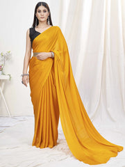 Sunshine Orange Pre-Stitched Blended Silk Saree - Colorful Saree