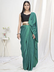 Teal Green Pre-Stitched Blended Silk Saree - Colorful Saree