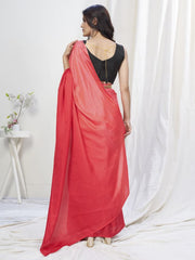 Two-Toned Red Lycra Based Saree - Colorful Saree