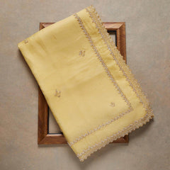 Yellow Saree in Organza Silk With Resham Work With Unstitched Blouse - Colorful Saree