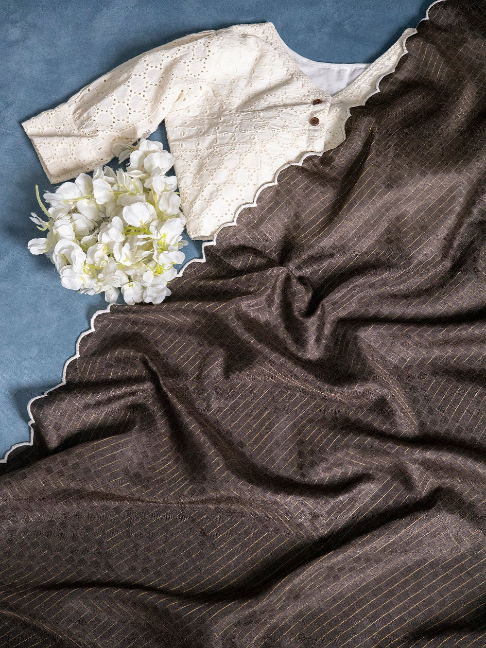 Brown Color Gadhawal Chex Material & Arca Work Saree - Colorful Saree