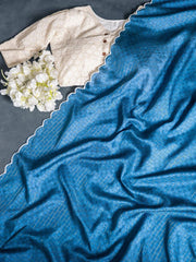 Blue Color Gadhawal Chex Material & Arca Work Saree - Colorful Saree