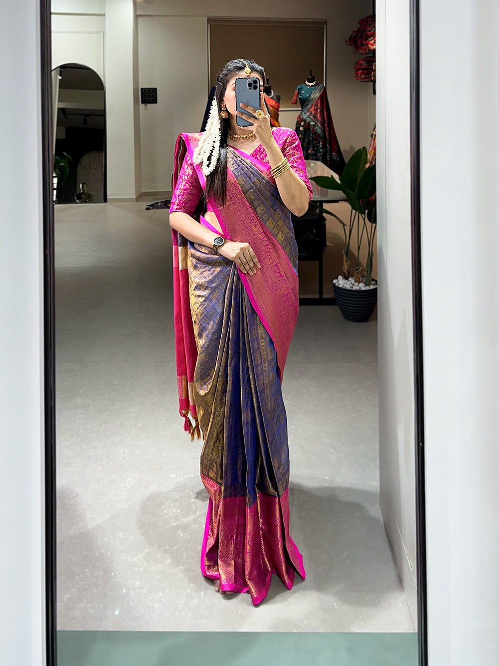 Blue Color Kanjivaram Silk Saree with Exquisite Zari Weaving - Colorful Saree