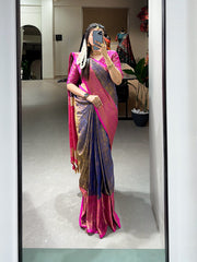 Blue Color Kanjivaram Silk Saree with Exquisite Zari Weaving - Colorful Saree