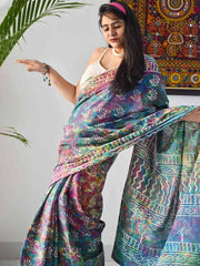 Celebrate Holi in Style with Our Vibrant Digital Print Dola Silk Sarees - Colorful Saree