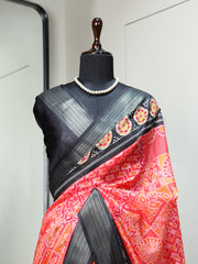 Multi Color Printed With Zari Border Dola Silk Latest Wedding Collection Saree Colorful Saree