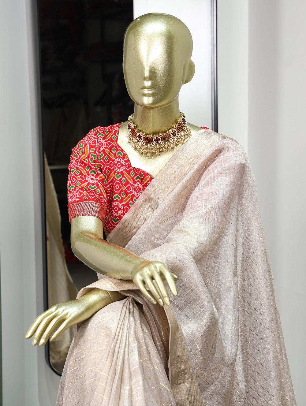 Enchanting Cream Khadi Organza Saree with Two Exquisite Blouse Options Colorful Saree