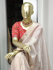 Enchanting Cream Khadi Organza Saree with Two Exquisite Blouse Options Colorful Saree