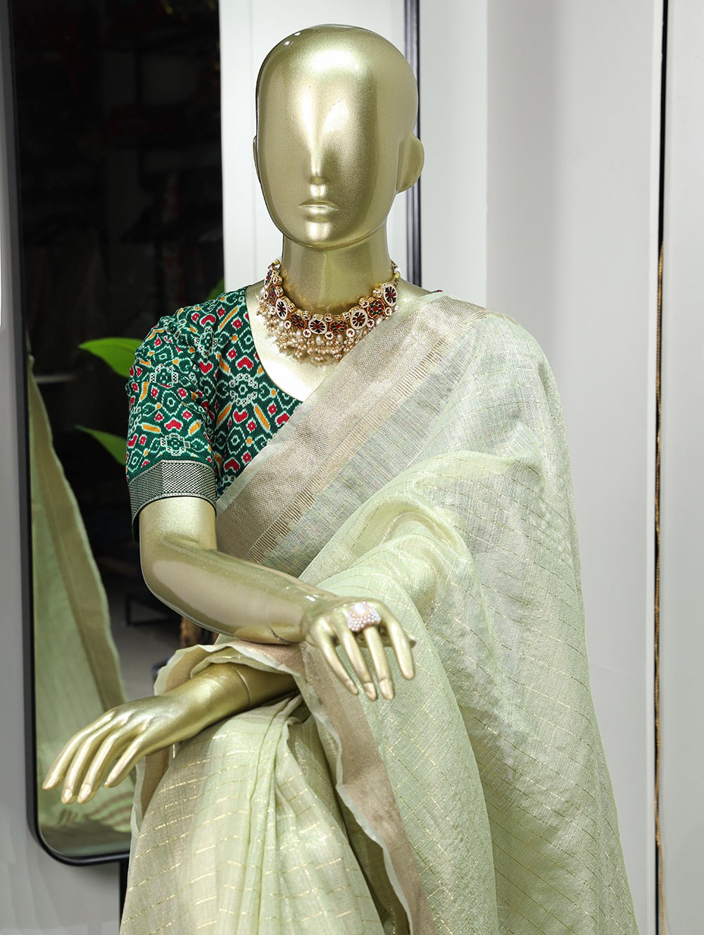 Enchanting Sea Green Khadi Organza Saree with Two Exquisite Blouse Options Colorful Saree