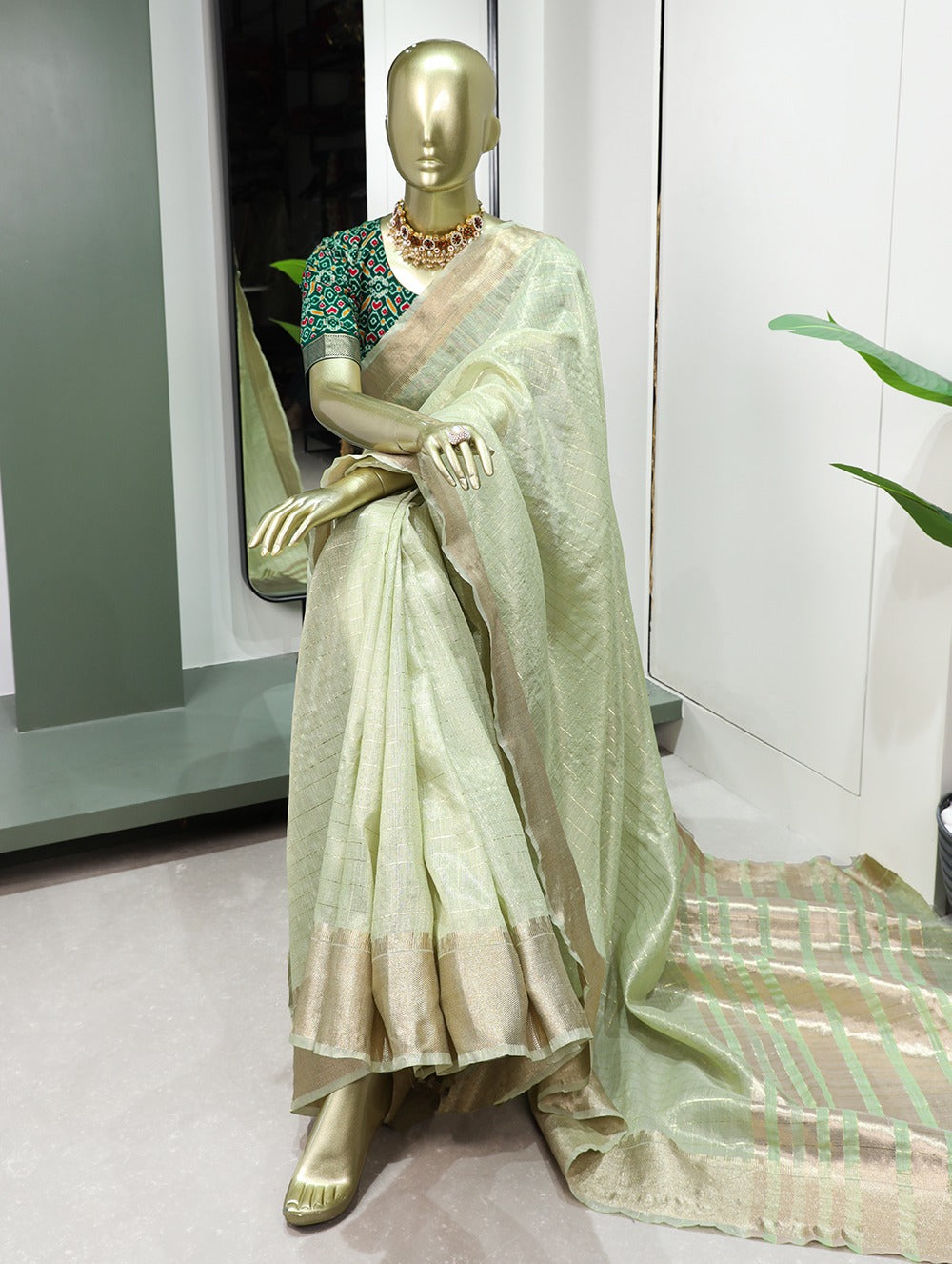 Enchanting Sea Green Khadi Organza Saree with Two Exquisite Blouse Options Colorful Saree