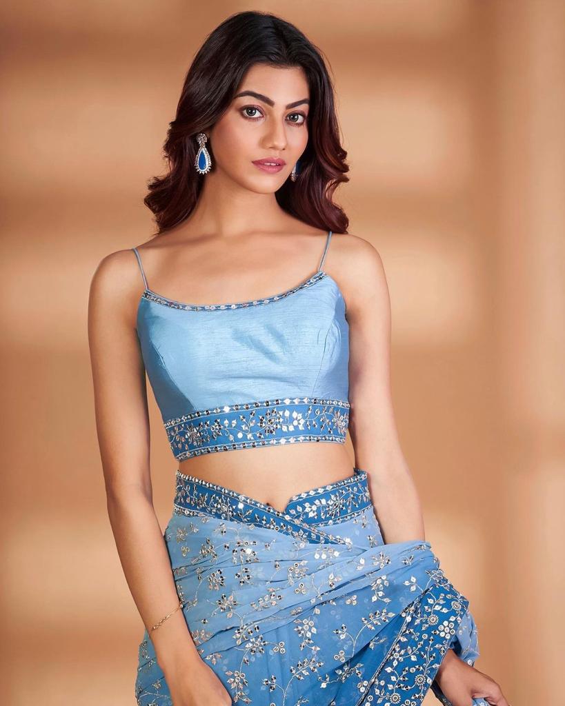 Exquisite Blue Embroidered Saree: Luxury Georgette with Heavy Sequins & Lace Colorful Saree