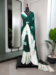 Green Color Sequined Viscose Chanderi Saree with Gota Patti Border & Blouse Colorful Saree