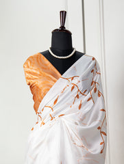 Mesmerizing White Digital Printed Satin Silk Saree with Foil Work - Wedding Elegance Colorful Saree