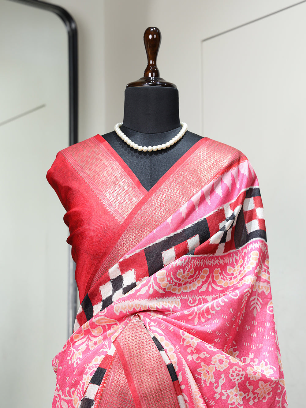 Light Pink Color Printed With Zari Border Dola Silk Fancy Saree Colorful Saree