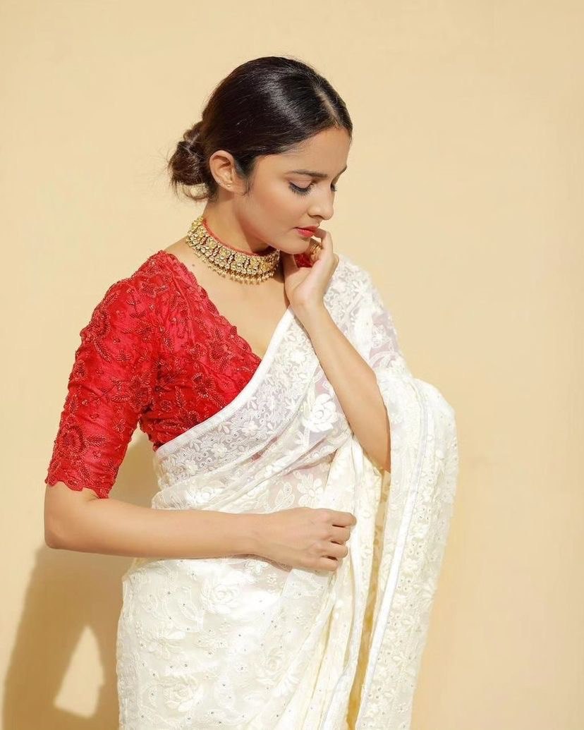 Off White Eye-Catching Bollywood Elegance: Rangoli Silk Saree with Sequined Blouse Colorful Saree