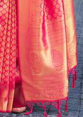 Hot Pink Handloom Weave Kanjivaram Silk Saree - Colorful Saree