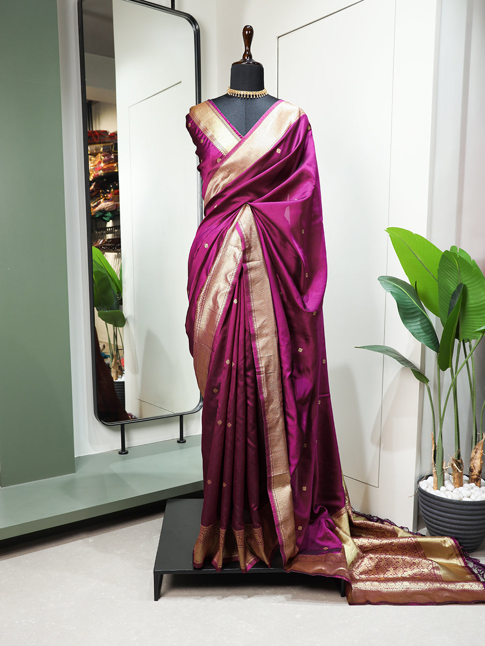 Wine Color Zari Weaving Work Jacquard Silk Saree Colorful Saree