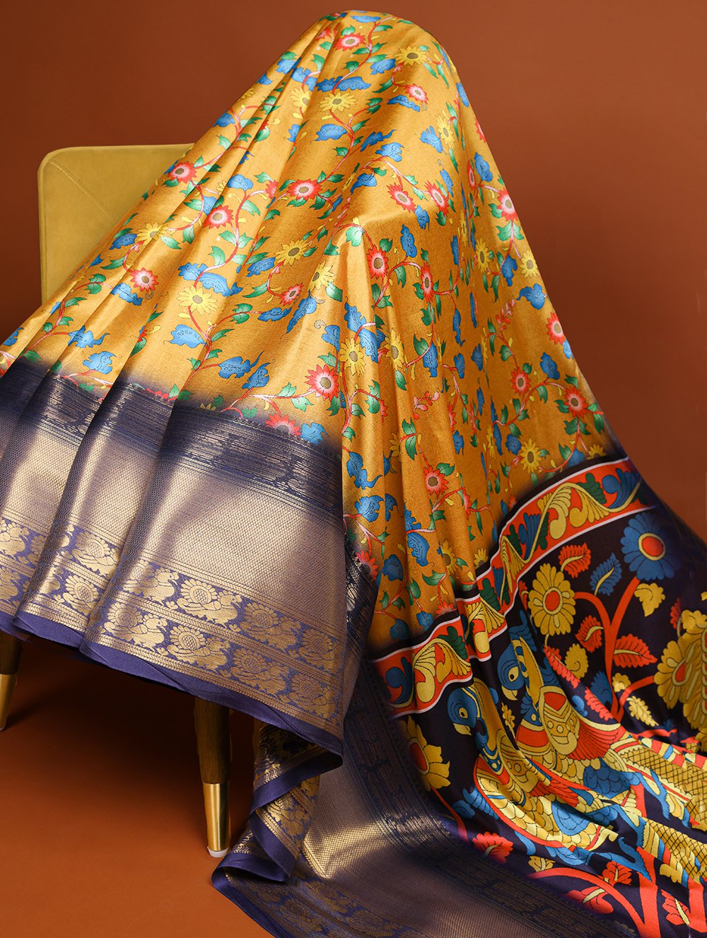 Yellow Printed Dola Silk Saree Set for Weddings & Special Occasions Colorful Saree