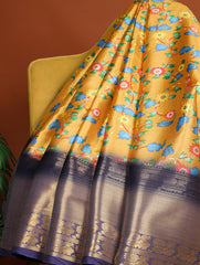 Yellow Printed Dola Silk Saree Set for Weddings & Special Occasions Colorful Saree