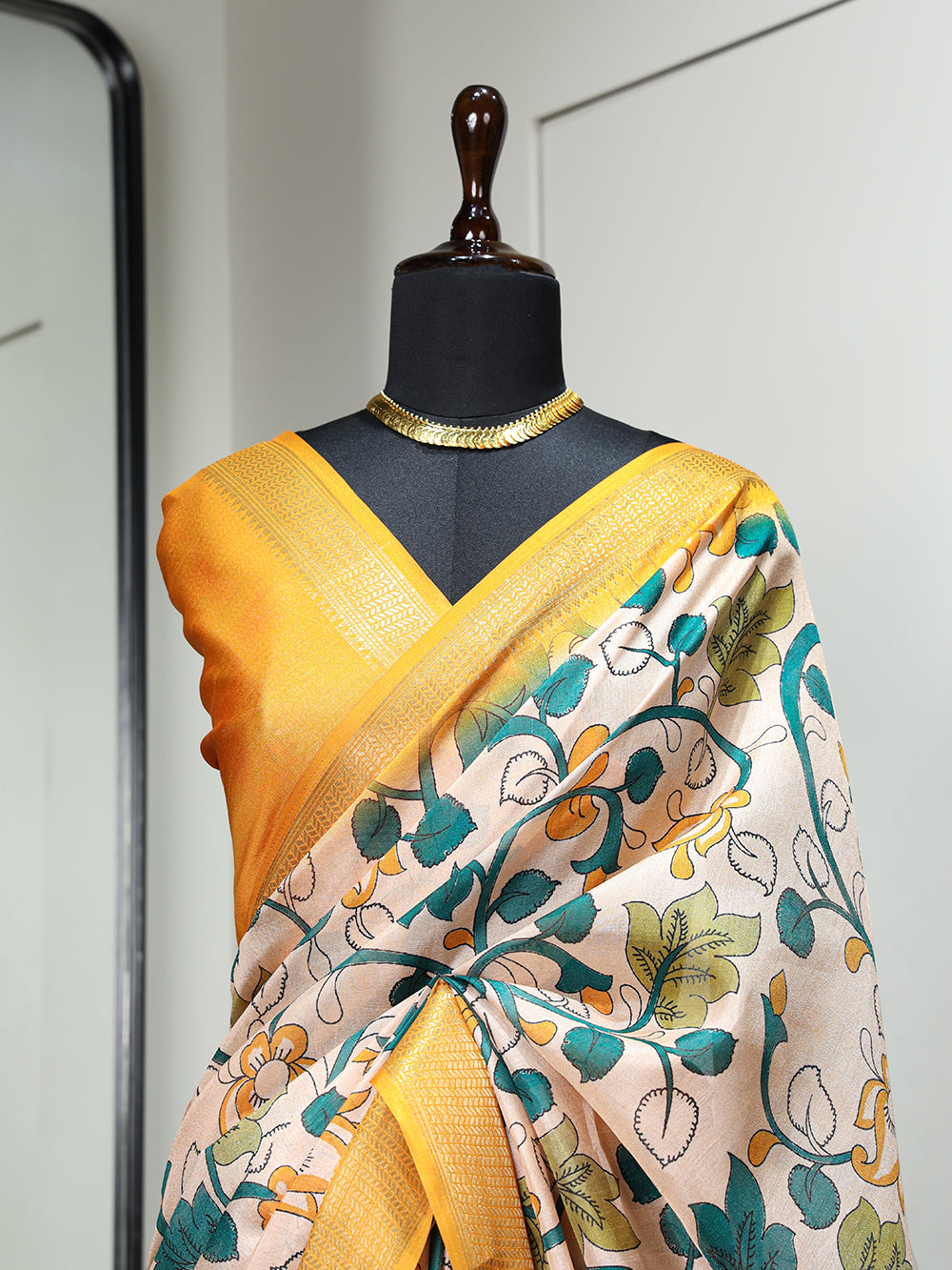 Yellow Color Printed With Zari Border Dola Silk Saree Colorful Saree
